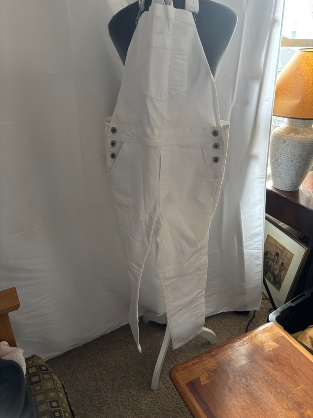 Lucky Brand White Denim Overalls